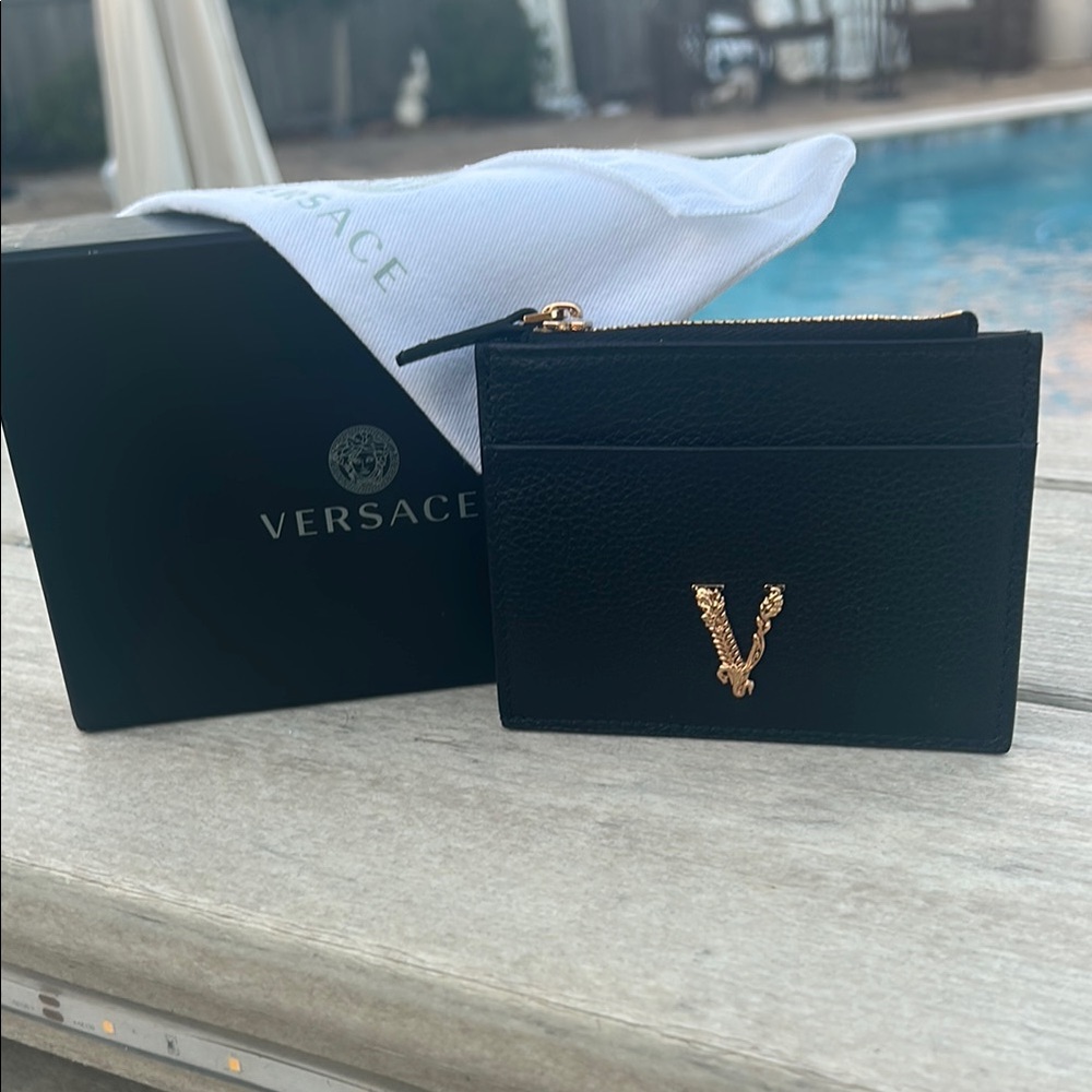 Versace Full Inclusion Black Leather Card Holder